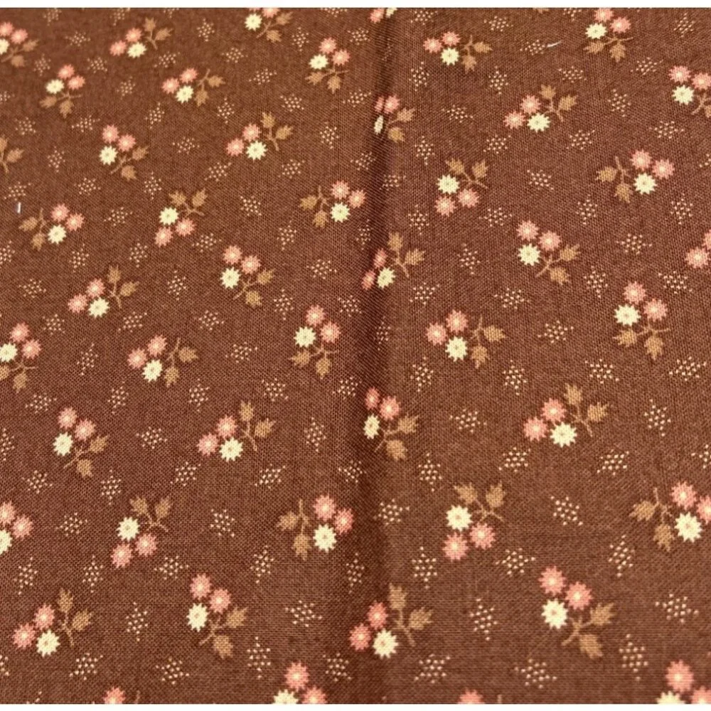 Small Floral Brown Quilting Cotton Fabric 19x22